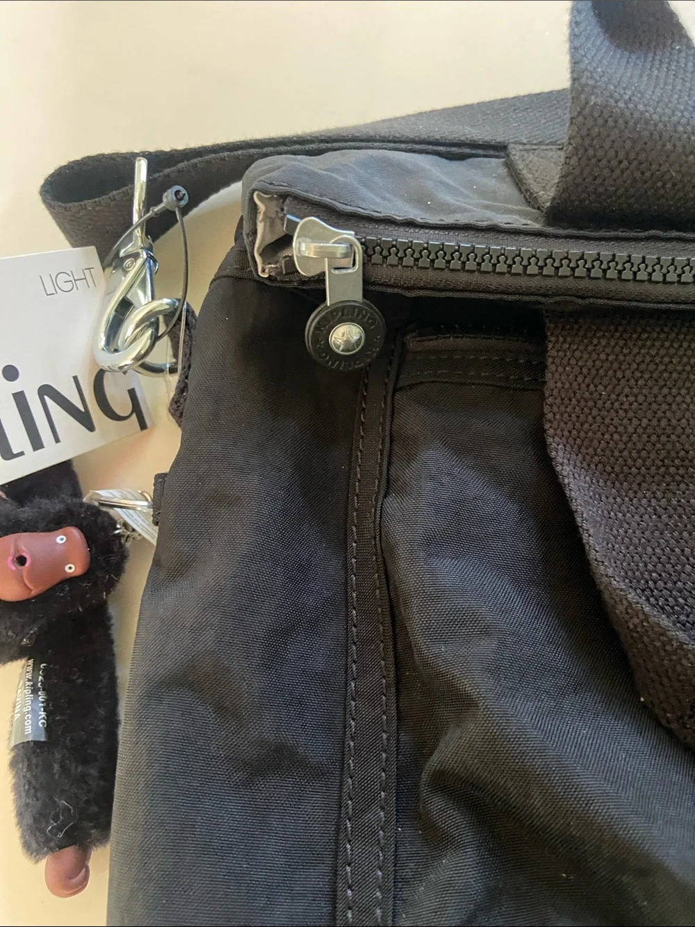 Kipling Black Nylon Messenger Crossbody Bag